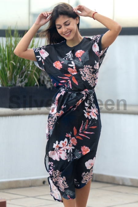 Kimono marineblå kjole